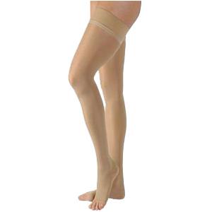 783N Style Sheer Thigh, 30-40mmHg, Open Toe, Small, Long, Suntan